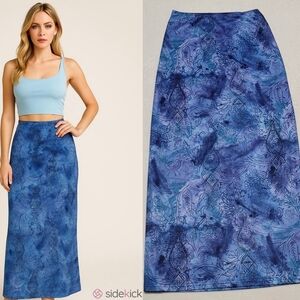 No Boundaries Vintage 90s Blue Purple Tie-Dye Batik Stretchy Fitted Maxi Skirt S